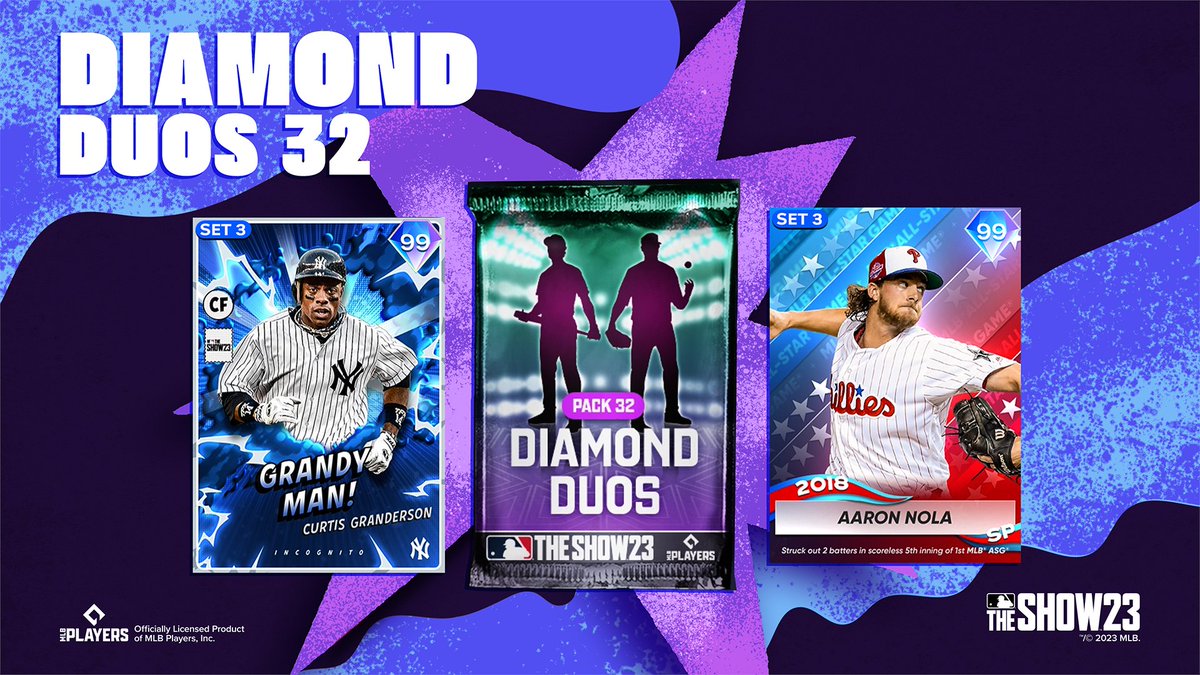 MLBTheShow's tweet photo. 💎Diamond Duos💎 32 brings you Grandy Man and #AllStarGame Aaron Nola!

Live today around noon PT in the Show Shop.

https://t.co/8kx67ASbML

#MLBTheShow https://t.co/nJBSBzArOZ