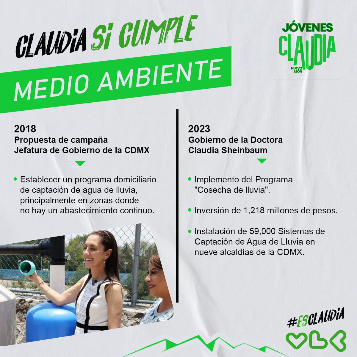 PorlaPrimera_NL's tweet photo. Cuando Claudia Sheinbaum fue Jefa de Gobierno de la CDMX, implementó el Programa “Cosecha de Lluvias” para los hogares de los capitalinos 🌧️🏡
#EsClaudia #JovenEsClaudia #Sheinials #cuartatransformación #4T #corcholatas #ClaudiaSheinbaum #nuevoleon https://t.co/xrtztfgdiN