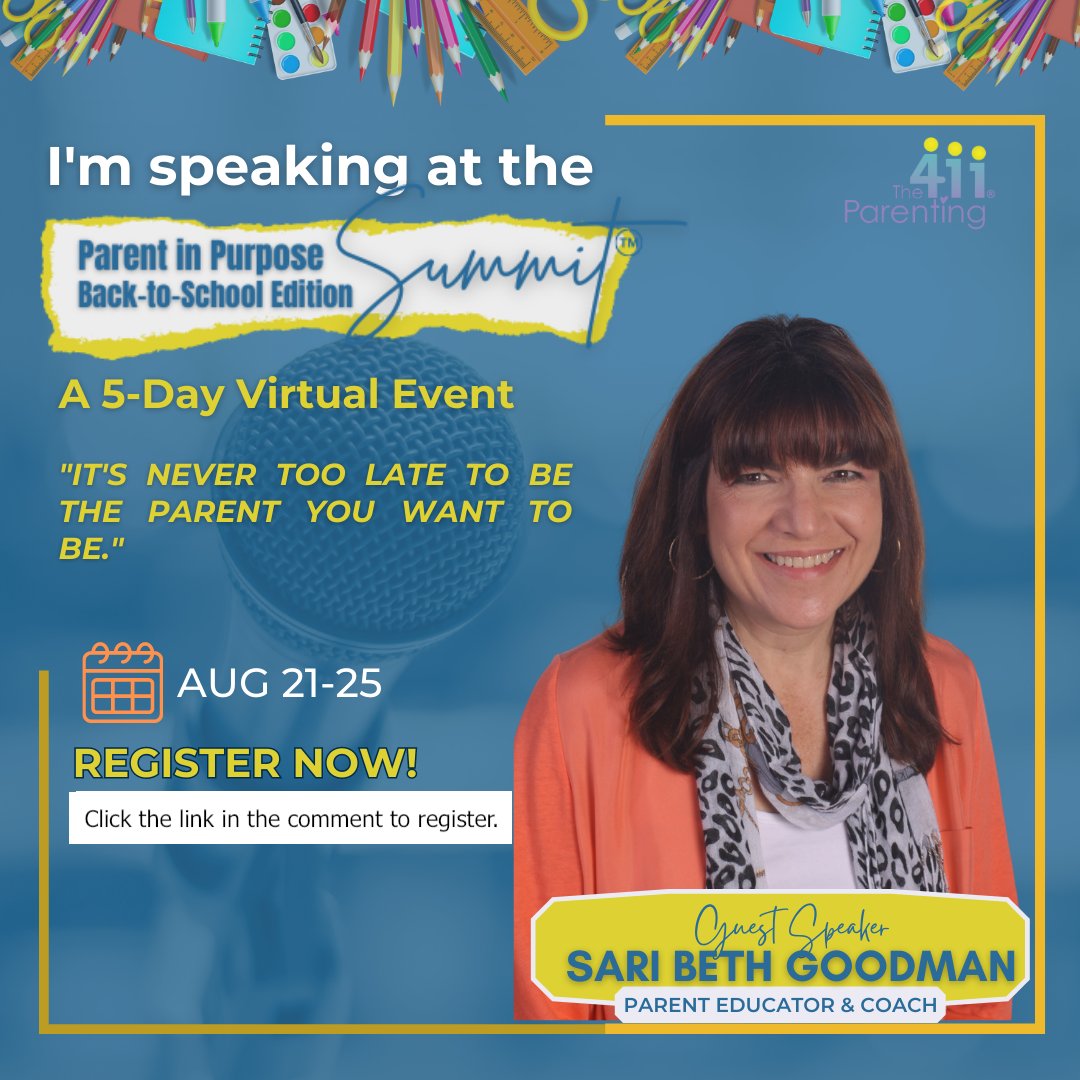 Join me for this incredible 5-day virtual event, packed with valuable info on #parentingstrategies #schoolsuccess #mentalhealth #values #theparentaledge It's free to register. #ParentsInPurpose