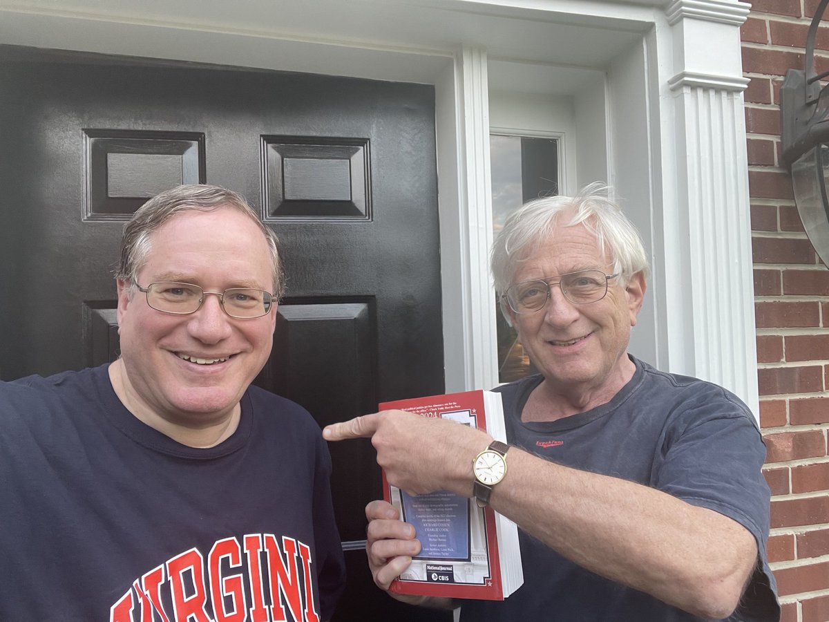 It’s arrived! With Rich Cohen and the first actual copy of ⁦@The_Almanac⁩ of American Politics 2024. Pre-orders should be shipping soon!