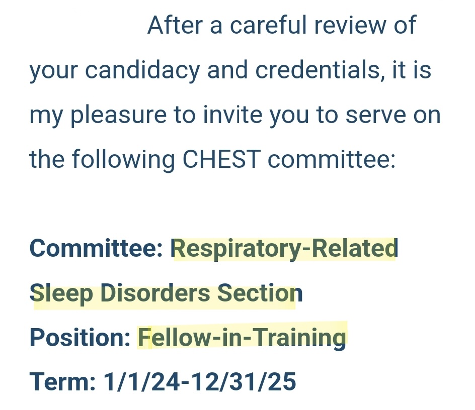 Tom Quinn (@tomquinnmd) on Twitter photo Excited and honored to serve as #CHEST committee member for Sleep-Related Breathing Disorders in 2024-2025! Looking forward to working with a diverse group to advance care in this important field 💤🫁
<a href="/accpchest/">CHEST</a> <a href="/CHESTSleep/">CHEST Sleep Medicine Network</a> <a href="/CHESTPrez/">John Howington, MD, MBA, FCCP</a> #CHESTtrainees Excited and honored to serve as #CHEST committee member for Sleep-Related Breathing Disorders in 2024-2025! Looking forward to working with a diverse group to advance care in this important field 💤🫁
<a href="/accpchest/">CHEST</a> <a href="/CHESTSleep/">CHEST Sleep Medicine Network</a> <a href="/CHESTPrez/">John Howington, MD, MBA, FCCP</a> #CHESTtrainees