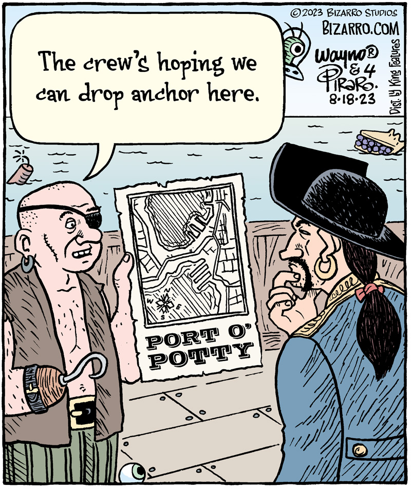 Waynocartoons's tweet photo. Comfort Stop
#comics #cartoons #pirates #reststop #poopdeck #bizarro https://t.co/ocuTaGm8MC
