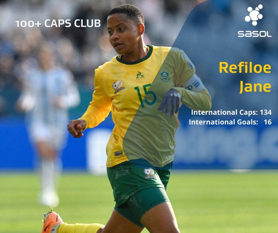 100+ Caps Club The heartbeat of #BanyanaBanyana…”El Maestro”! @fifinhojane is a true great and having come through the #SasolLeague, she has been bossing it in Italy for a number of years now. #LiveTheImpossible