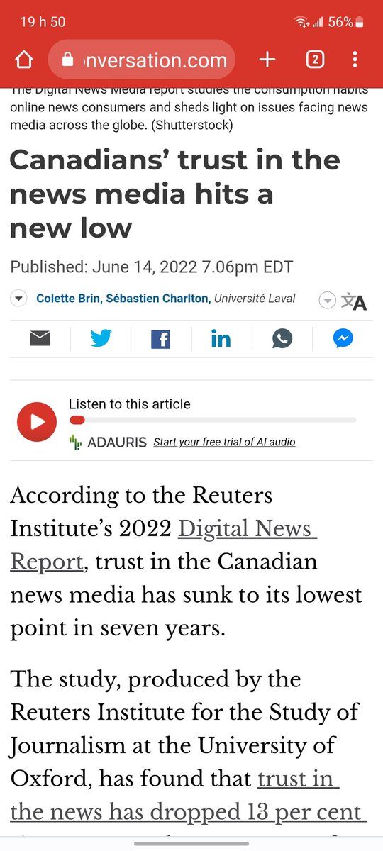 Jeantoutcourt2's tweet photo. @mclortie La moitié des Canadiens ne font pas confiance aux médias. Sûrement la faute à Facebook. https://t.co/lwb8hKfqcK