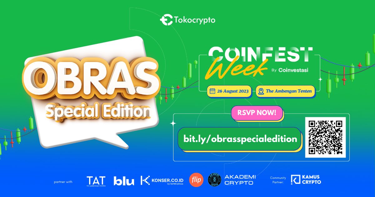 kamus_crypto's tweet photo. Yuk guys kita seru-seruan bareng di Coinfest Side Event by Tokocrypto x TAT: Obrolan Komunitas (OBRAS) Special Edition 🎉

Cuma ada 200 slot, jangan sampai ketinggalan ya! 😜

Buruan daftar! 🎫
https://t.co/VT0HOgXKKV

#Tokocrypto #coinfestasia2023 https://t.co/uiGOFmeNm7