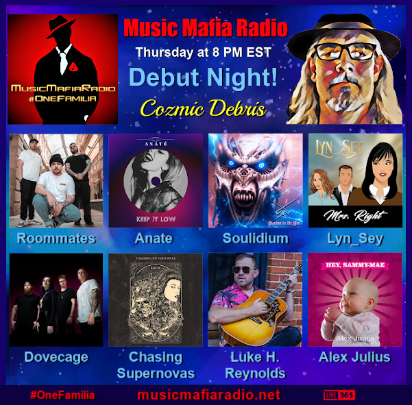 Coz is LIVE! #OnAirNow Debut Night! 
Welcoming new artists to the familia!! 
@rm8suk
@anatetweets
@soulidium
@LynSey10106817
#Dovecage 
#ChasingSupernovas 
#LukeHReynolds 
& #AlexJulius!  
#NewMusic > musicmafiaradio.net 
🎧▶️player.live365.com/a20743?l