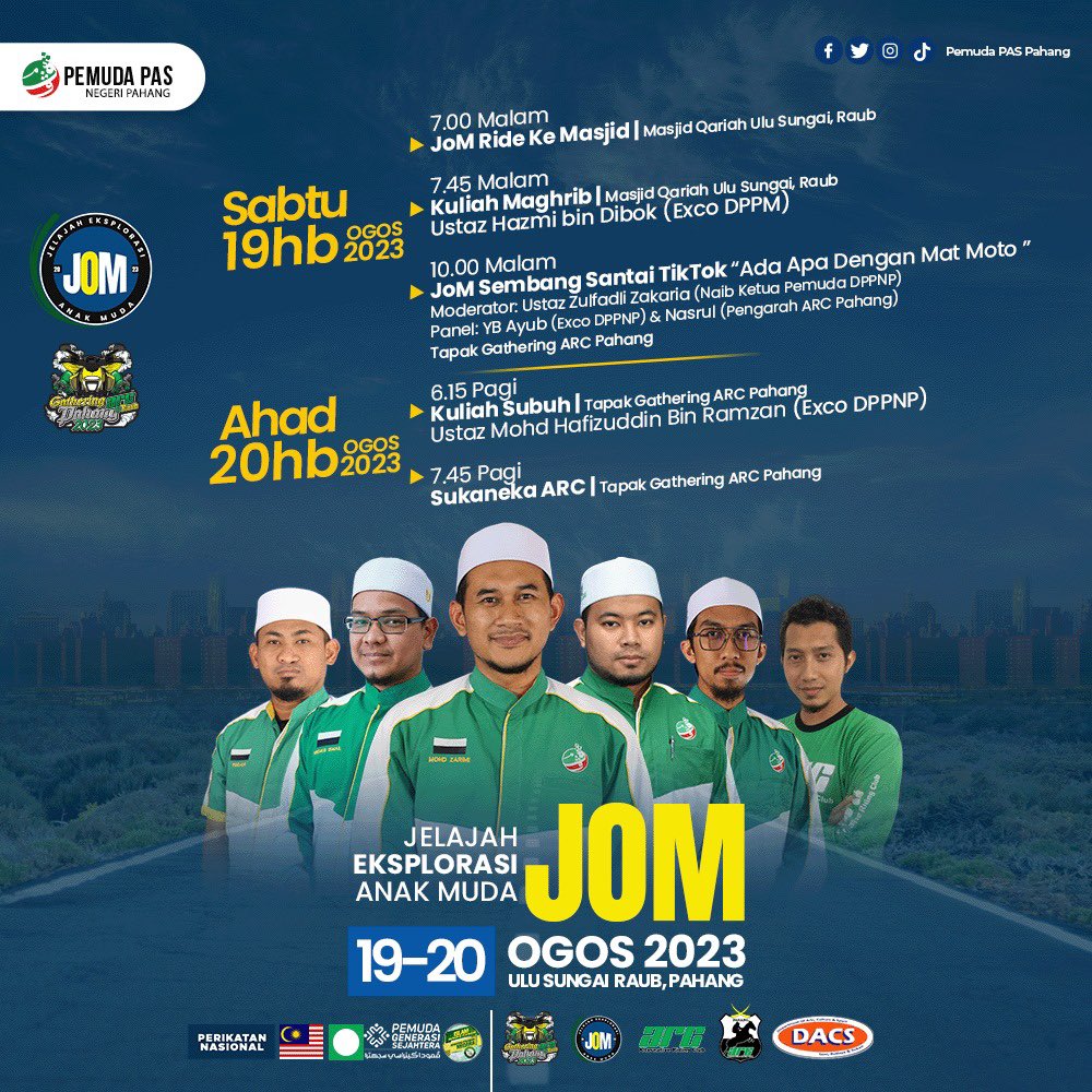pas_pahang's tweet photo. Moga Allah permudahkan Jelajah Eksplorasi Anak Muda (JOM) yang akan berlangsung sepanjang 19-20 Ogos 2023 di sekitar Raub, Pahang nanti. https://t.co/iuekPts9ZC
