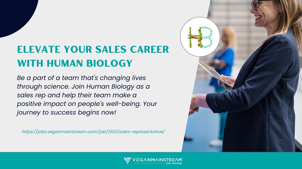 🚀 Elevate Your Sales Career with Human Biology 🚀 Be a part of a team that's changing lives through science. Join Human Biology as a sales rep and help their team make a positive impact on people's well-being. 

Your journey to success begins now!

jobs.veganmainstream.com/job/3102/sales…