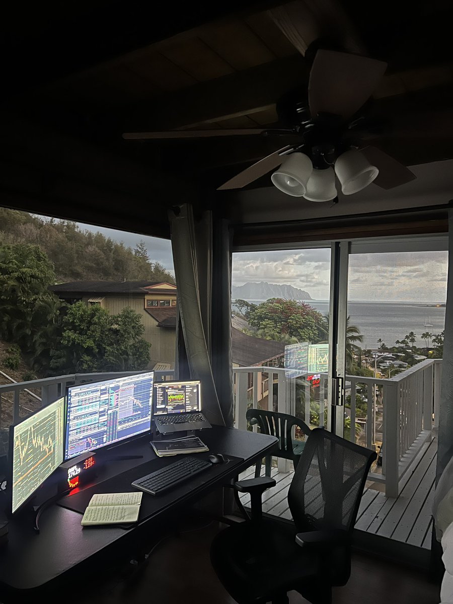 mills_wil's tweet photo. Early AM trading today from the new lab in Hawaii. First 2 days in the books and feeling dialed. More to come…

$SPY $QQQ $ES $TSLA $NFLX $MSFT https://t.co/T6EIsUwJv3