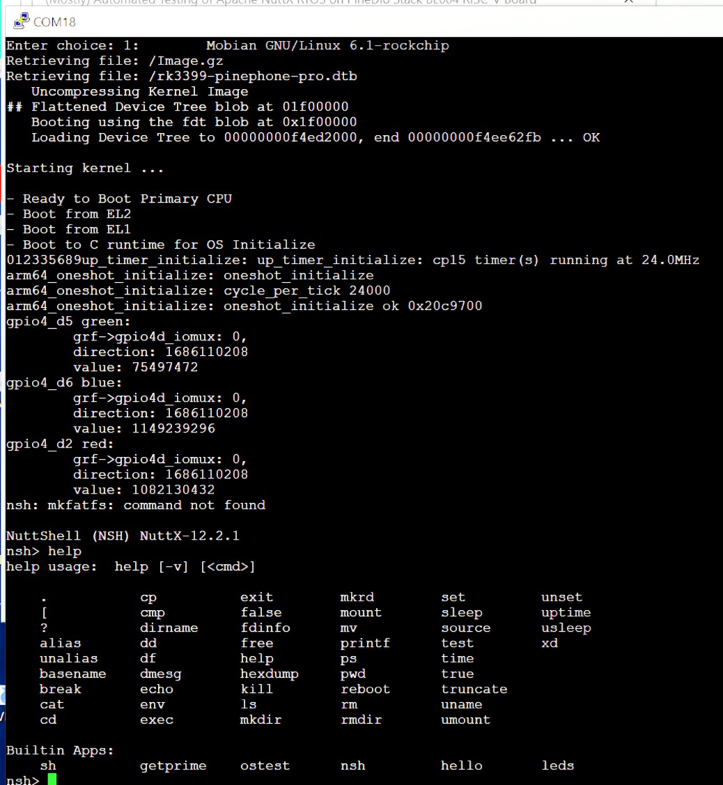 MisterTechBlog's tweet photo. #PinePhonePro boots Apache #NuttX RTOS 🎉 ... Kudos to @annerajb 👍

Source: https://t.co/F5u5npmazP https://t.co/KerrYV48ZE