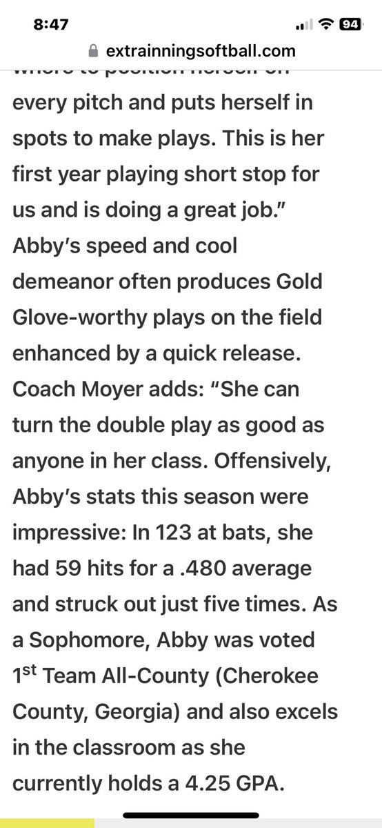 abby_gillis07 (@agillis07) on Twitter photo Thank you <a href="/ExtraInningSB/">EXTRA INNING SOFTBALL</a> for the recognition as the #39 player in the class of 2025. Thankful and blessed to have my amazing coaches! <a href="/CoachMoyer/">Patrick Moyer</a> <a href="/CoachPerry2025/">Keith Perry</a> <a href="/hittingcoachJ/">Jimmy Mullis</a> <a href="/fury_07/">Fury Premier 18U Moyer/Perry</a> Thank you <a href="/ExtraInningSB/">EXTRA INNING SOFTBALL</a> for the recognition as the #39 player in the class of 2025. Thankful and blessed to have my amazing coaches! <a href="/CoachMoyer/">Patrick Moyer</a> <a href="/CoachPerry2025/">Keith Perry</a> <a href="/hittingcoachJ/">Jimmy Mullis</a> <a href="/fury_07/">Fury Premier 18U Moyer/Perry</a>