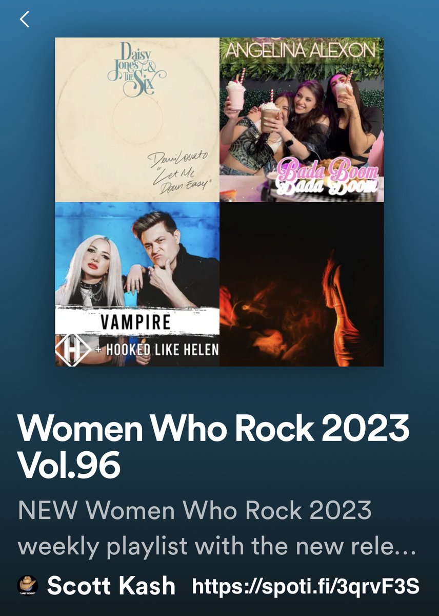 Scott Kash (@scottkash88) on Twitter photo NEW #WomenWhoRock playlist with new releases by
<a href="/madilynbailey/">Madilyn Bailey</a>
<a href="/Ella_Collier/">ELLA COLLIER</a>
<a href="/RobynlouRegan/">Robyn Regan</a>
<a href="/mayamalkin/">Maya Malkin</a>
<a href="/trinityfaith/">Cheyenne Ellsworth</a>
<a href="/KassandraClack/">Kassandra Clack</a>
<a href="/MarinaJosephina/">Marina Josephina</a>
+MORE
#Spotify
spoti.fi/3qrvF3S
#NewMusic2023 #MultiGenre #rtitbot <a href="/rttanks/">EpochBots</a> <a href="/BlazedRTs/">Blazed</a> <a href="/SpotifyRT/">RT's SPOTIFY tweets</a> <a href="/Know_Know44/">KNOW-KNOW44 KNOWER OF KNOWLEDGE</a> NEW #WomenWhoRock playlist with new releases by
<a href="/madilynbailey/">Madilyn Bailey</a>
<a href="/Ella_Collier/">ELLA COLLIER</a>
<a href="/RobynlouRegan/">Robyn Regan</a>
<a href="/mayamalkin/">Maya Malkin</a>
<a href="/trinityfaith/">Cheyenne Ellsworth</a>
<a href="/KassandraClack/">Kassandra Clack</a>
<a href="/MarinaJosephina/">Marina Josephina</a>
+MORE
#Spotify
spoti.fi/3qrvF3S
#NewMusic2023 #MultiGenre #rtitbot <a href="/rttanks/">EpochBots</a> <a href="/BlazedRTs/">Blazed</a> <a href="/SpotifyRT/">RT's SPOTIFY tweets</a> <a href="/Know_Know44/">KNOW-KNOW44 KNOWER OF KNOWLEDGE</a>
