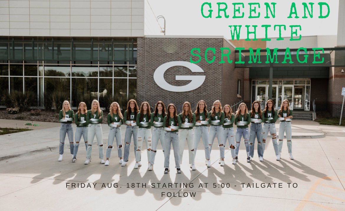 Volleyball.. Food.. then some football? What’s not to love? 

🟢⚪️Green and White scrimmage tomorrow starting at 5:00 with our Freshman/Reserve! The JV/Varsity will follow around 5:30. After the game, head out to the Booster tailgate for some food! ⚪️🟢