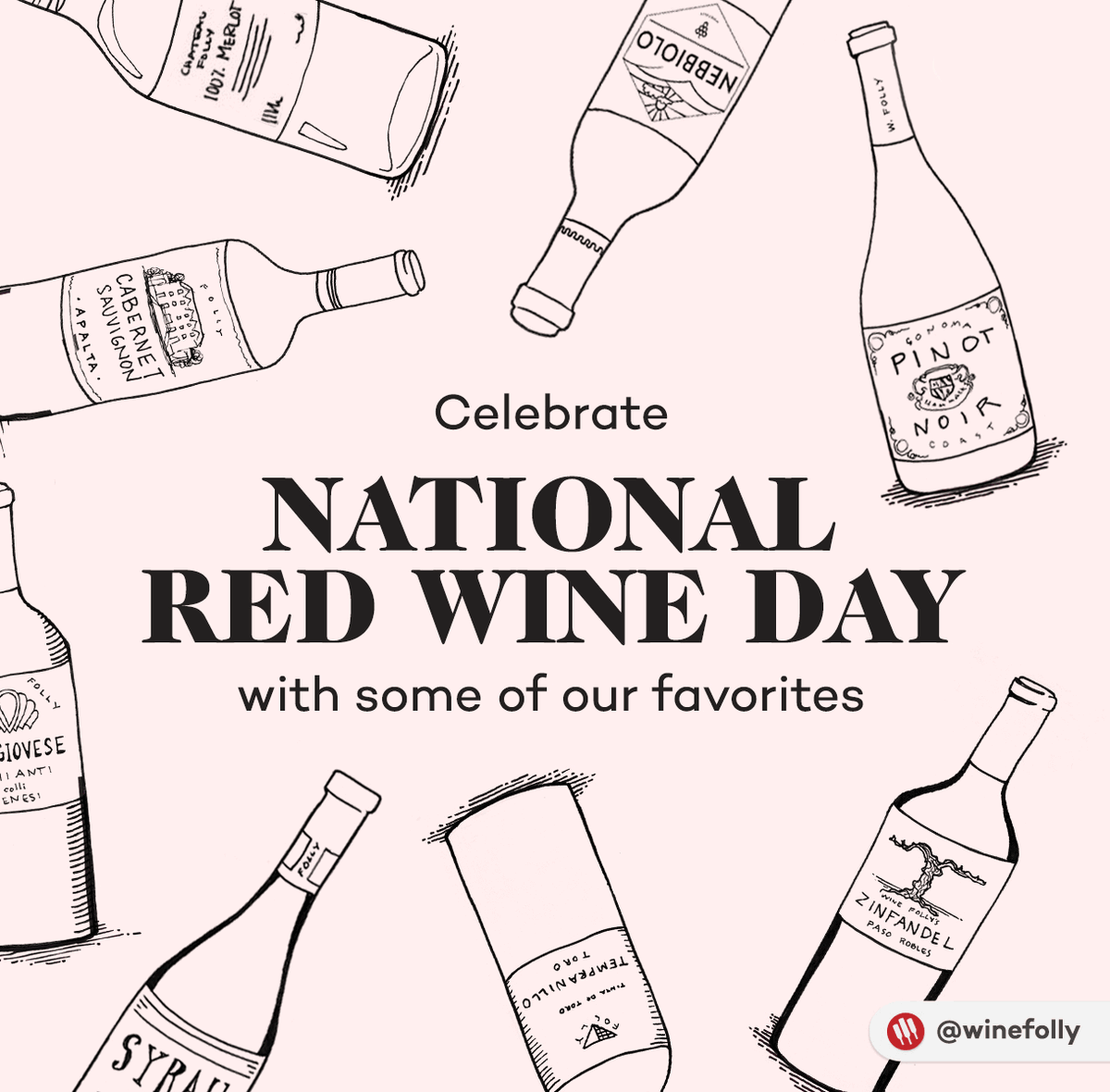 WineFolly's tweet photo. Everyday seems like a great day to celebrate red wine. That being said today is “National Red Wine Day,” so tell us what bottle of red you’re popping tonight!

https://t.co/PoLipZuQ5z https://t.co/3SaKucPcQT