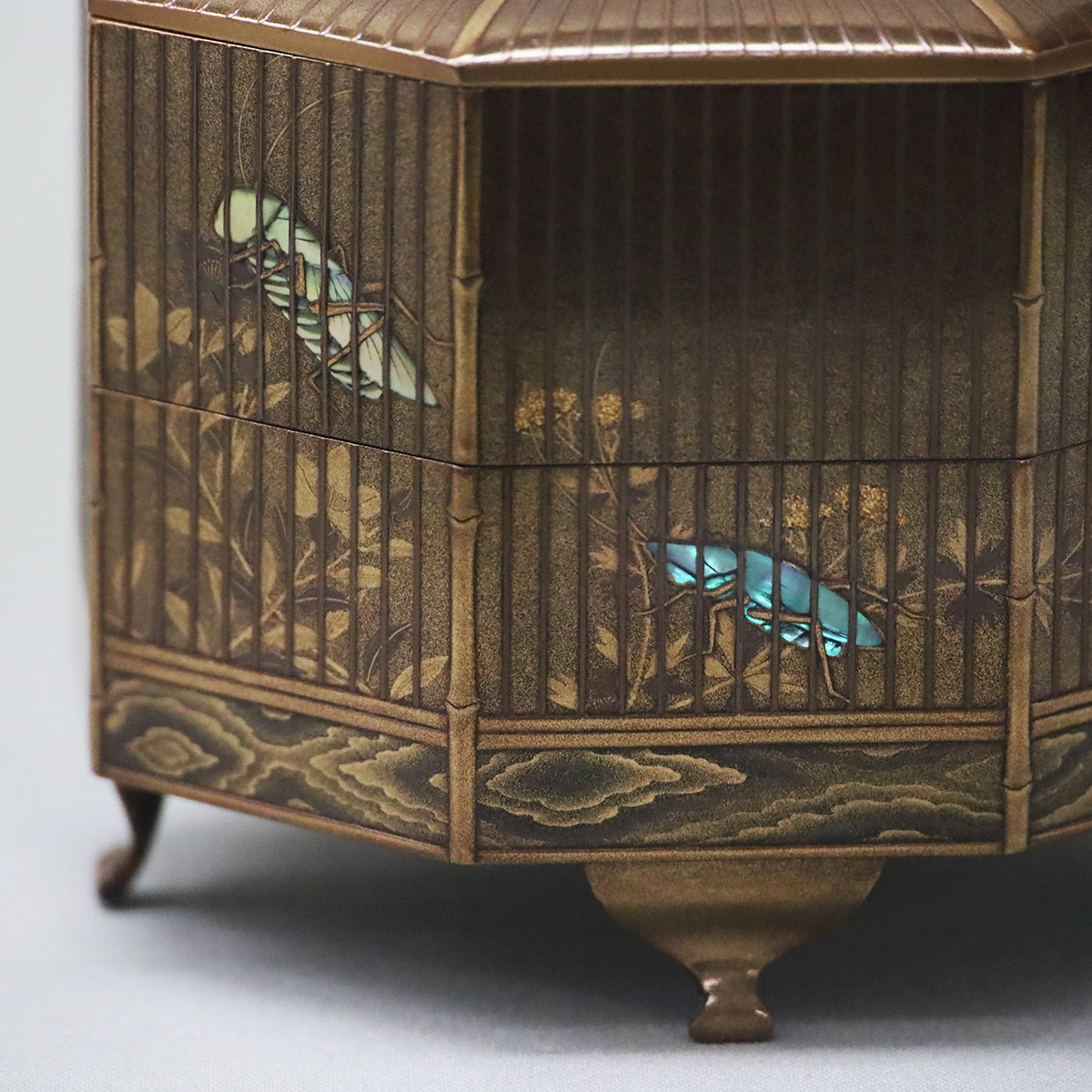 送料無料 時代物 高金蒔絵螺鈿菓子器/喰籠/蓋物 名工作品 秀逸作 送料