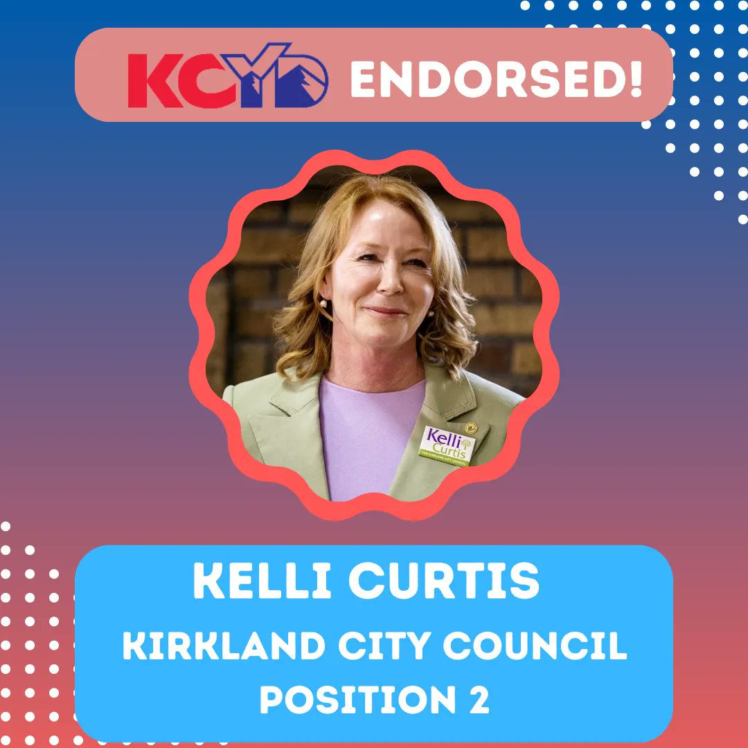 KingCountyYDs's tweet image. Congrats to our endorsed candidate Council Member Kelli Curtis on her win in the primary election this August! She is a champion of sustainability for Kirkland and we are supporting her campaign through the general election this November!