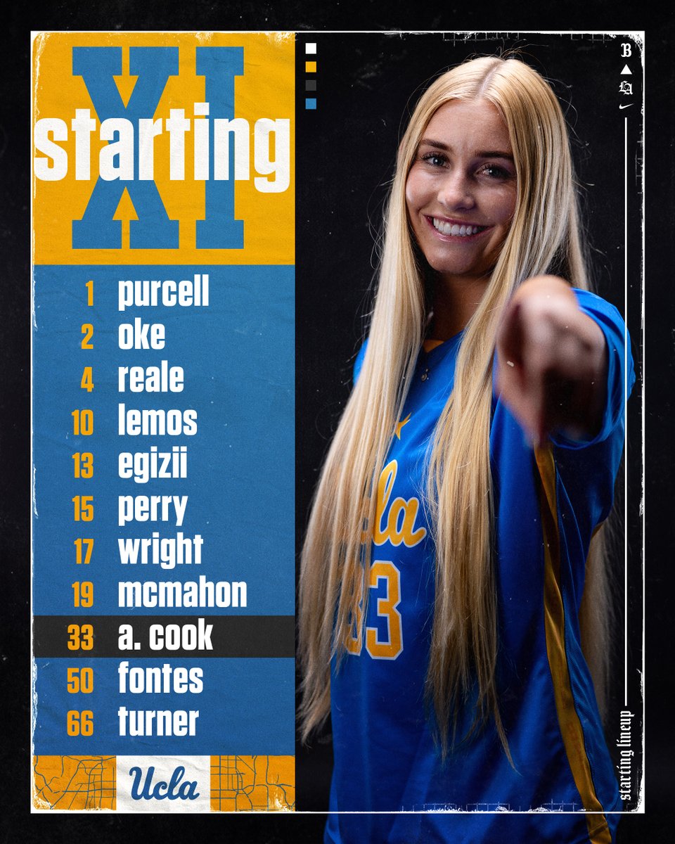 Tonight's #StartingXI for #UCLAvsUGA 📺: @Pac12Network 📲: pac-12.com 📻: ucla.leanplayer.com 📊: statb.us/b/471987 #GoBruins