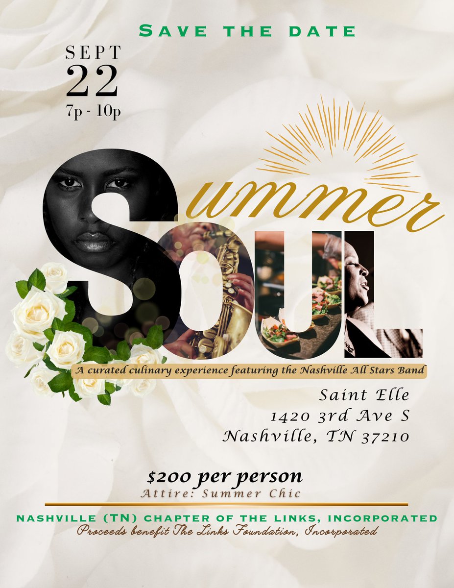 Join the Nashville (TN) Chapter of The Links, Incorporated at Summer SOUL!  Purchase your ticket today at findyovi.com/event/64d9689d…