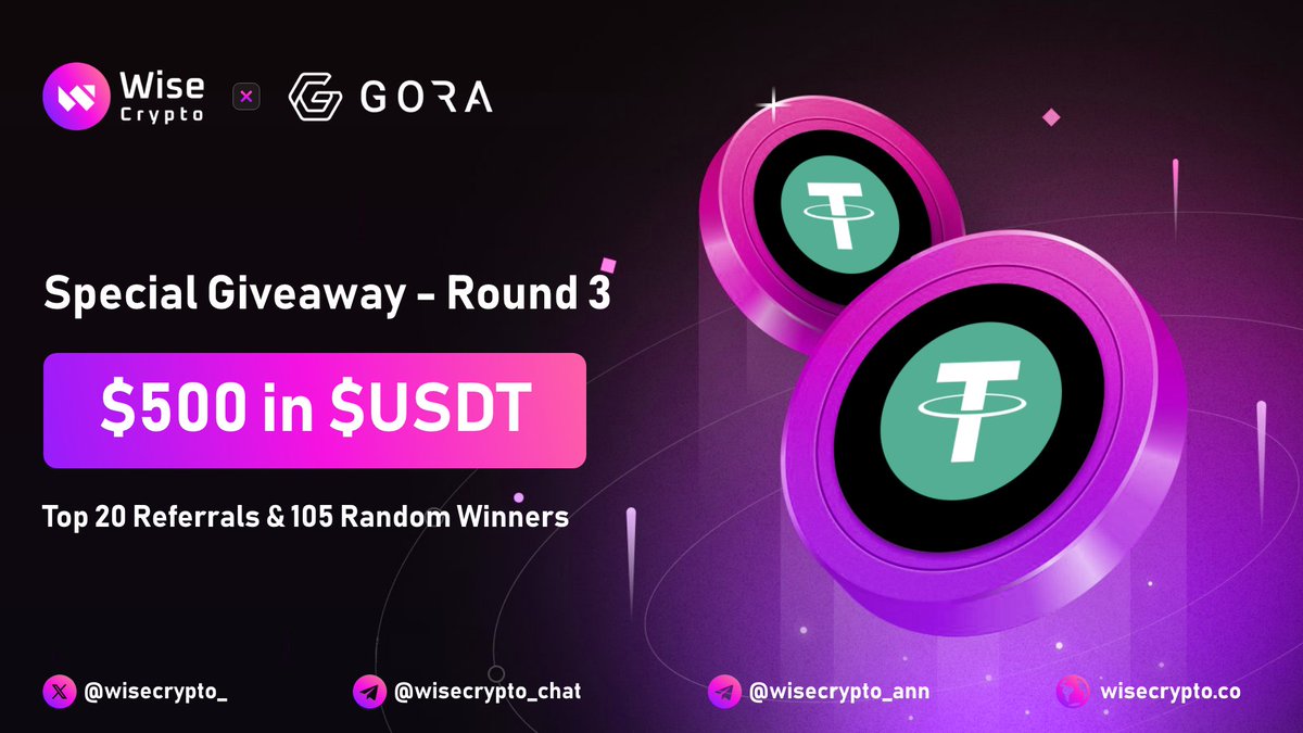 Wise Crypto (@wisecrypto_) on Twitter photo 🥳 Wise Crypto X Gora Network #Giveaway Round 3
🏆 Prize Pool - $500 $USDT
To Enter
✅ Follow <a href="/WiseCrypto_/">Wise Crypto</a> & <a href="/GoraNetwork/">Gora Network</a>
✅ RT & Tag 3 Friends
✅ Complete Tasks giveaway.com/en/6Im4JFa2csN
#Airdrop #Giveaways #Crypto #cryptocurrencies #Airdrops #BTC #GORA 🥳 Wise Crypto X Gora Network #Giveaway Round 3
🏆 Prize Pool - $500 $USDT
To Enter
✅ Follow <a href="/WiseCrypto_/">Wise Crypto</a> & <a href="/GoraNetwork/">Gora Network</a>
✅ RT & Tag 3 Friends
✅ Complete Tasks giveaway.com/en/6Im4JFa2csN
#Airdrop #Giveaways #Crypto #cryptocurrencies #Airdrops #BTC #GORA