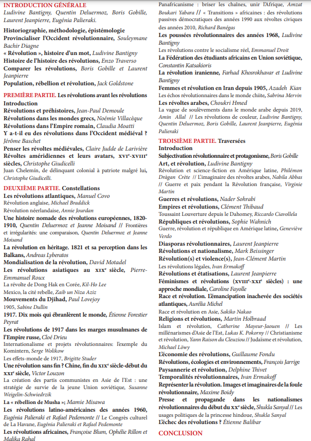 Anthony_Guyon's tweet photo. 1/8. La rentrée très prometteuse des éditions La Découverte. Ludivine Bantigny, Quentin Deluermoz, Boris Gobille, Laurent Jeanpierre et Eugénia Palierako(dir.), Une histoire globale des révolutions.
Sortie le 28 septembre. Le sommaire: https://t.co/DTJZkD16A8