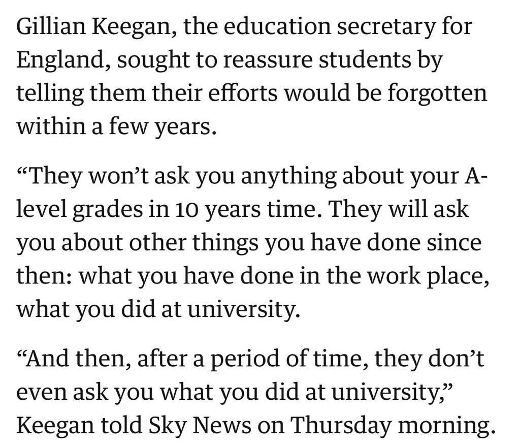 This really is one of the most ridiculous statements I’ve ever heard from our Education Secretary.