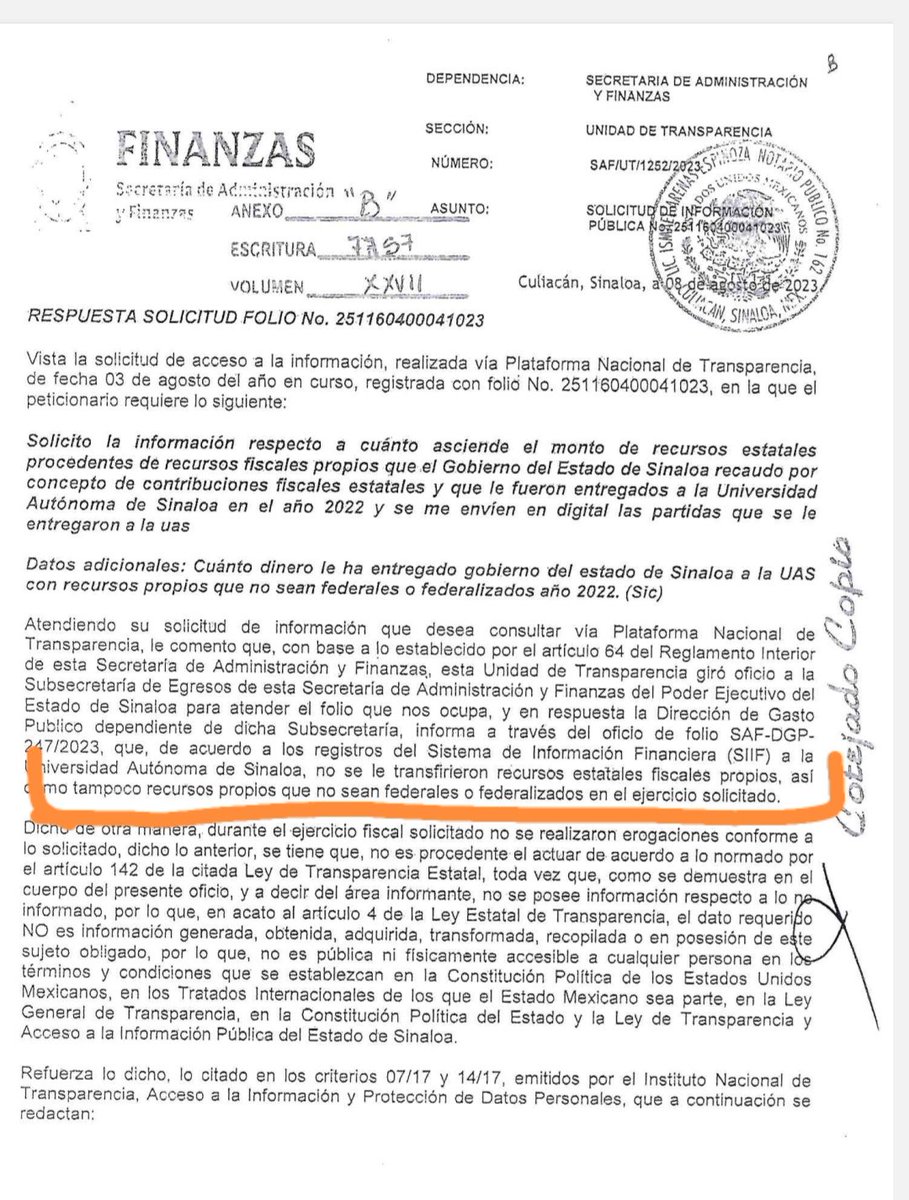 BONILLAROJAS's tweet photo. El propio Gobierno de Sinaloa reconoce que no ha otorgado recursos propios a la UAS. ¡Todo lo que recibe la UAS son recursos federales! ¡Se demuestra que los procesos penales contra funcionarios universitarios son "fabricados" y artificiosos! ⚖️🦅🖋️📕 https://t.co/StZVskDvKy