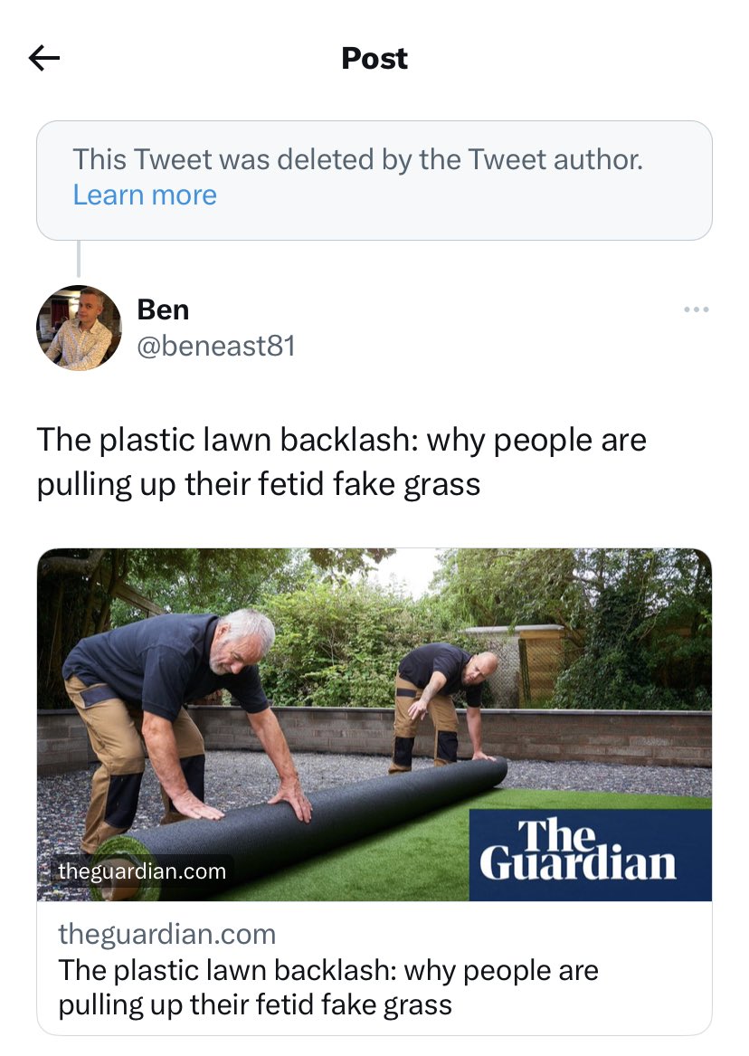 Glad ⁦@MoneySavingExp⁩ deleted their post helping to promote #plasticgrass ⁦@Shitlawns⁩