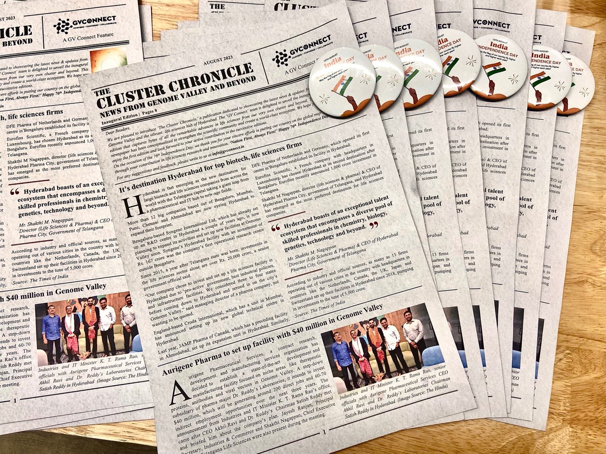 Rx Propellant (@rxpropellant) on Twitter photo Shoutout to #GenomeValley for the heartwarming response to the First Edition of 'The Cluster Chronicle'. Thousands of copies were delivered across #Hyderabad
Check out the online edition here: anyflip.com/fwstq/uihp/
Share your insights at info@gvconnect.in for the next edition Shoutout to #GenomeValley for the heartwarming response to the First Edition of 'The Cluster Chronicle'. Thousands of copies were delivered across #Hyderabad
Check out the online edition here: anyflip.com/fwstq/uihp/
Share your insights at info@gvconnect.in for the next edition