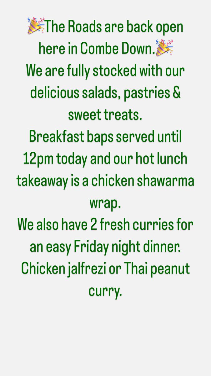 Yeah to roads being back open and hopefully back to some normality….