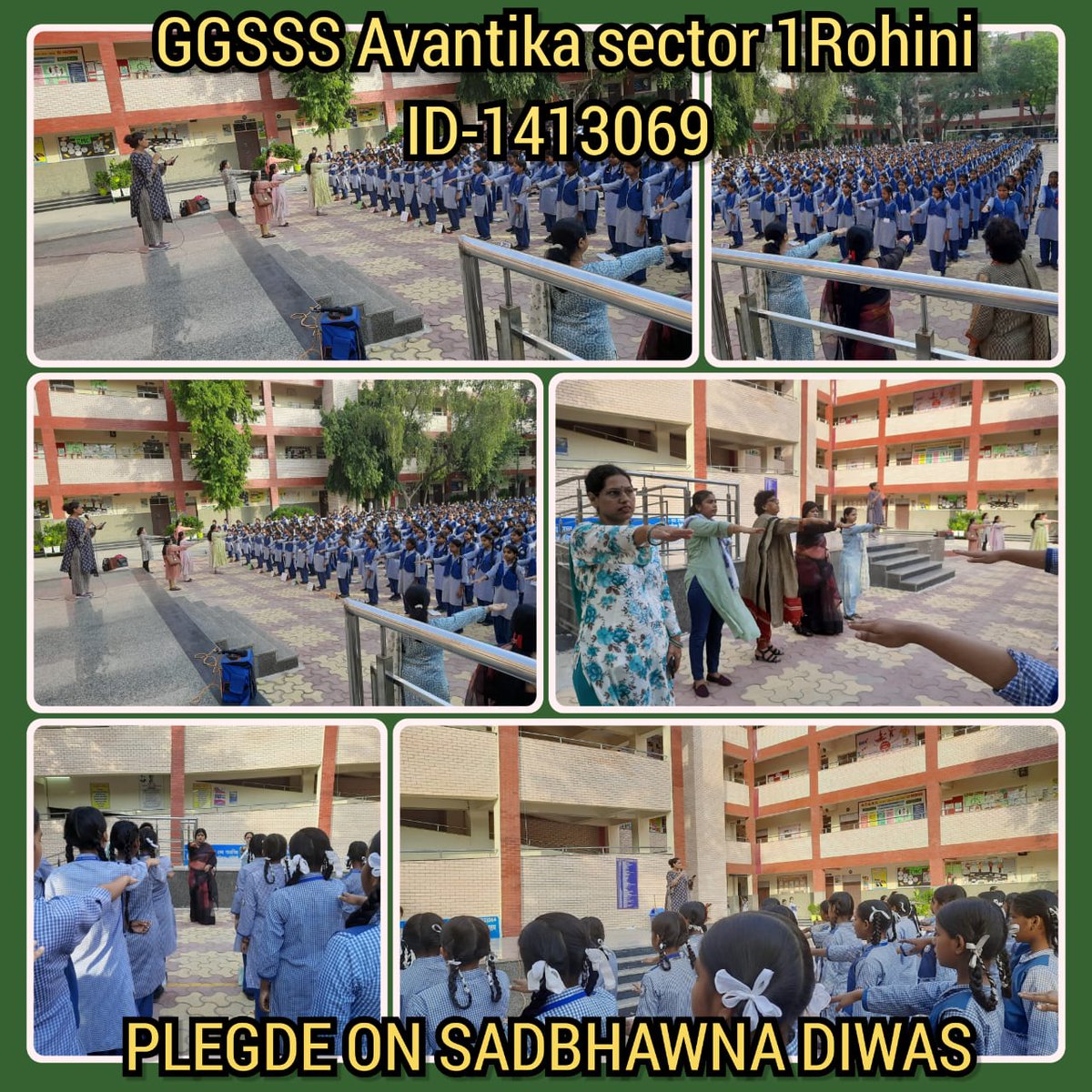 1413069zone13's tweet image. GGSSS Avantika sec-1 celebrating Pledge on sadbhawna diwas on 18.8.2023 
#pledge
#sadbhawnadiwas