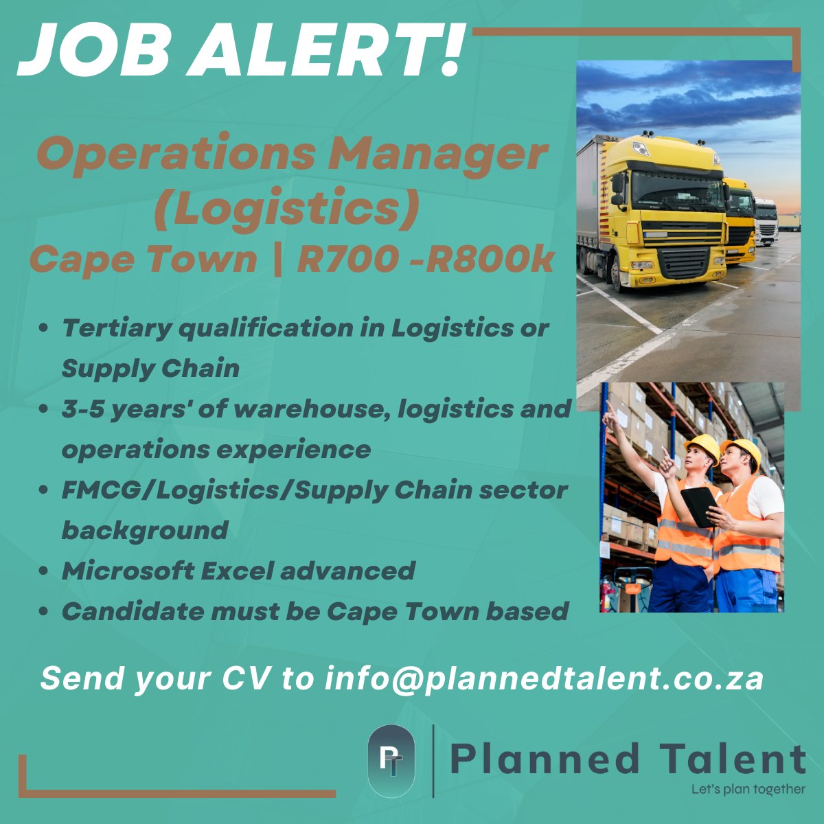 Job Alert! 📢
#wearehiring an Operations Manager in Cape Town. Reach out to Michelle Snyman today!
#operationsmanager #logisticsjobs #supplychainjobs