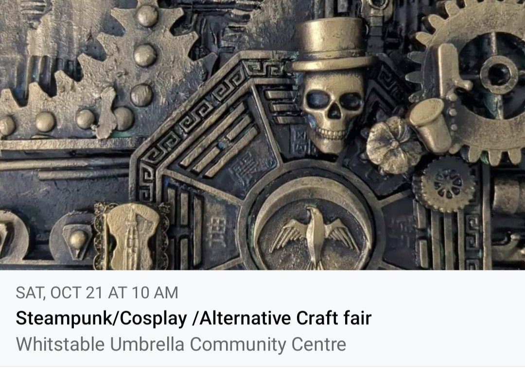 twfsteampunk's tweet photo. October 21st at Whistable umbrella center 10-4 @Whitstable #whitstablekent #Steampunkevent #craftfair #Alternativefair #TarotReading #handmademarket #kentcoast #whatsoninkent https://t.co/RcZyUpEJiN