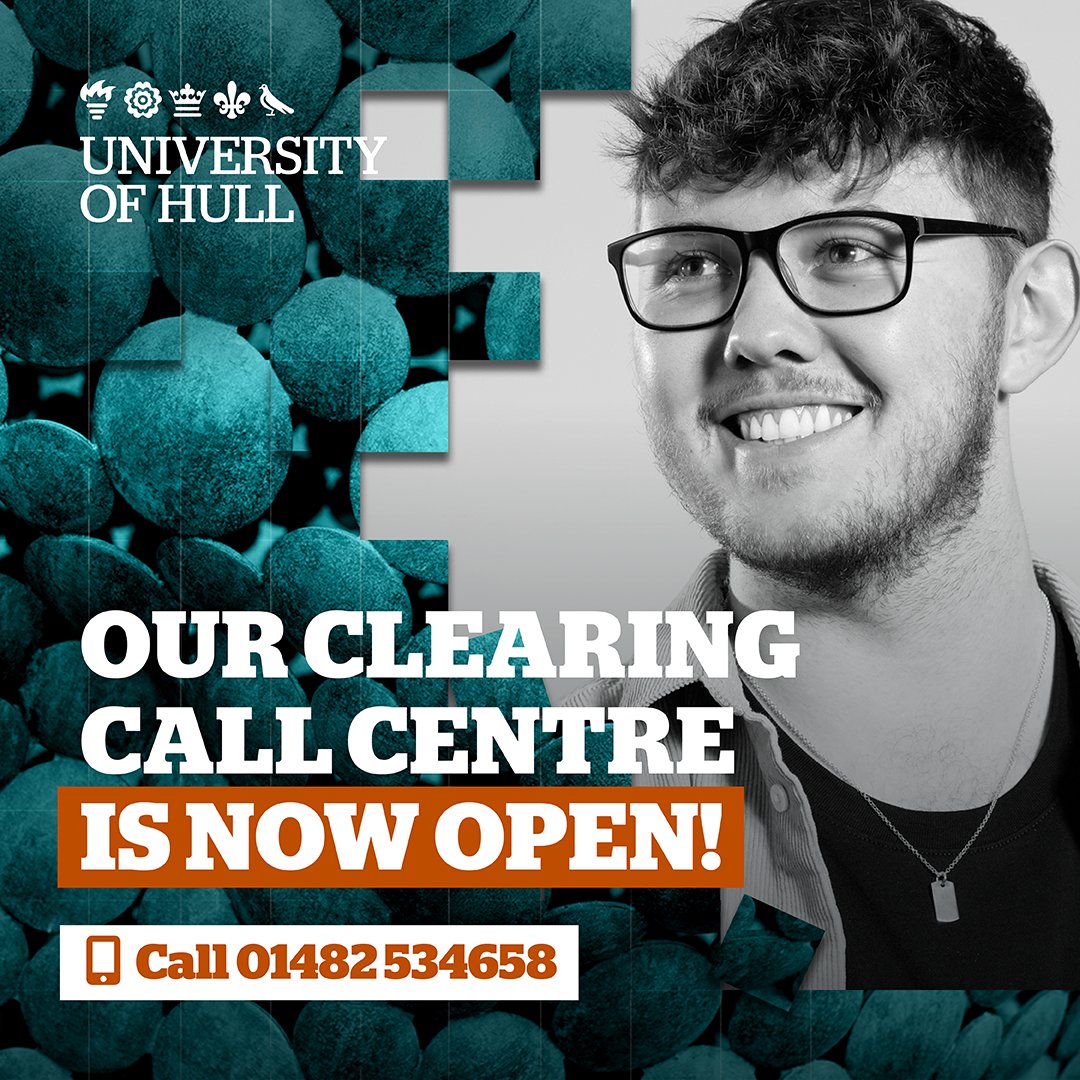 UniOfHull's tweet photo. Our Clearing Call Centre is open again today! 

If you didn't get a chance to speak with us yesterday, give us a call to discuss your options - we may even be able to give you a verbal offer.

⏰ Open from 8am - 6pm
☎️ 01482 534658
💻 https://t.co/BN09kKFNce https://t.co/DpoKz02VZB