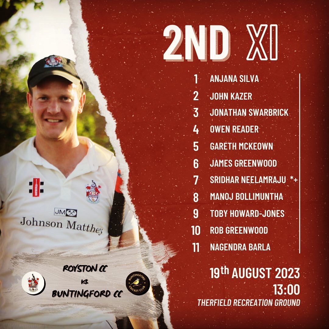 Royston Cricket Club (@roystoncc) on Twitter photo 📣TEAM NEWS📣
The 1st XI take the trip to Paradise to face <a href="/ElyCricket/">City of Ely CC</a> whilst the 2nds host <a href="/BuntingfordCC/">Buntingford CC</a> where a win would seal promotion! 🤞💪
#Crows #RCC 🔴⚫️⚪️ 📣TEAM NEWS📣
The 1st XI take the trip to Paradise to face <a href="/ElyCricket/">City of Ely CC</a> whilst the 2nds host <a href="/BuntingfordCC/">Buntingford CC</a> where a win would seal promotion! 🤞💪
#Crows #RCC 🔴⚫️⚪️