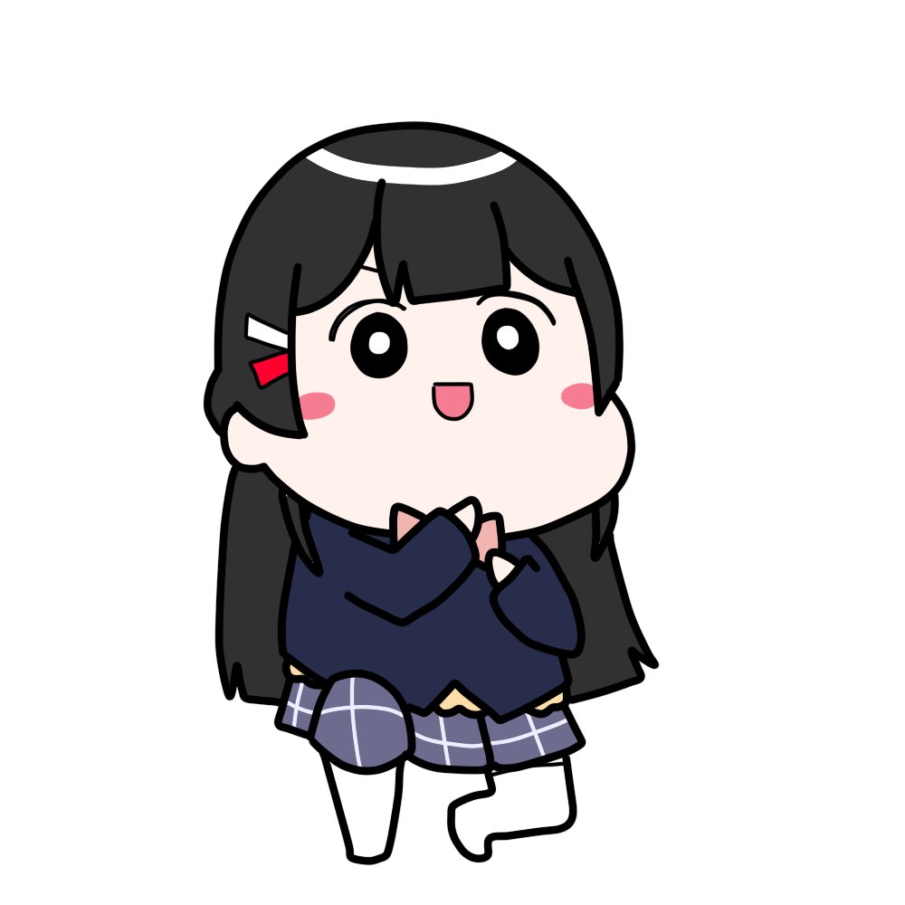tsukino mito 1girl black hair solo long hair chibi skirt white background  illustration images