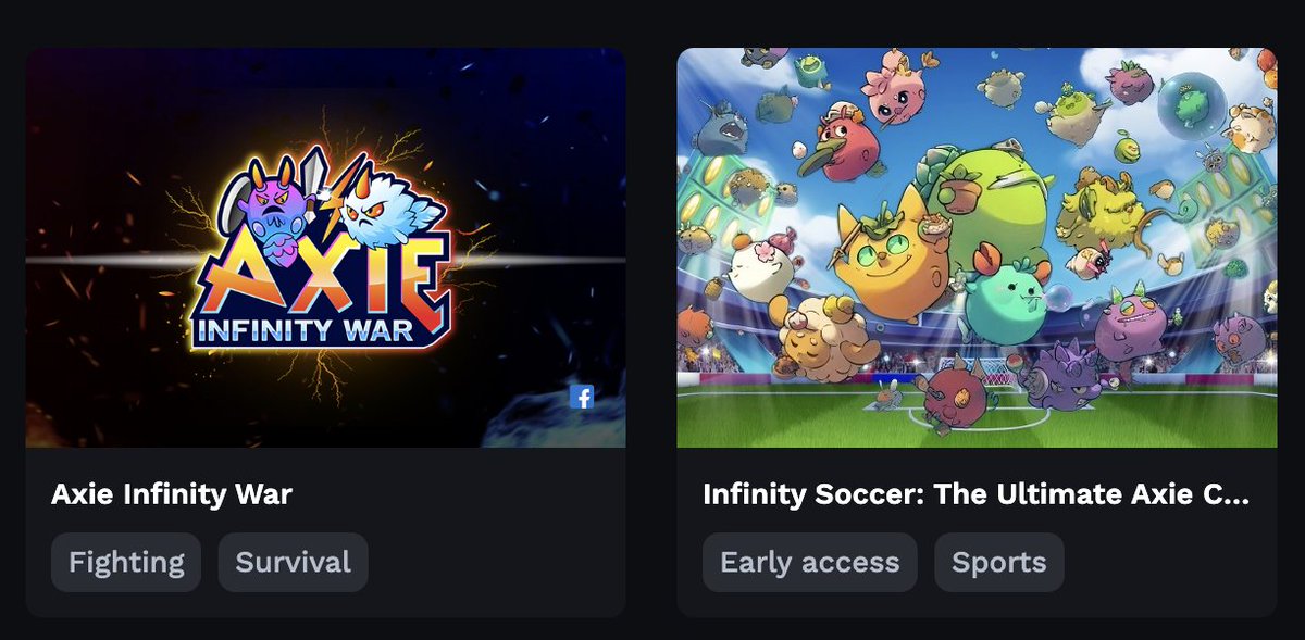 Two new games on Mavis Hub Greenlight! 🟢

Since the launch of Greenlight, our builder and developer community has been shipping! 

Whether you're into multiplayer shooting games or soccer matches, we have you covered right here.

Check out 'Axie Infinity War' and 'Infinity