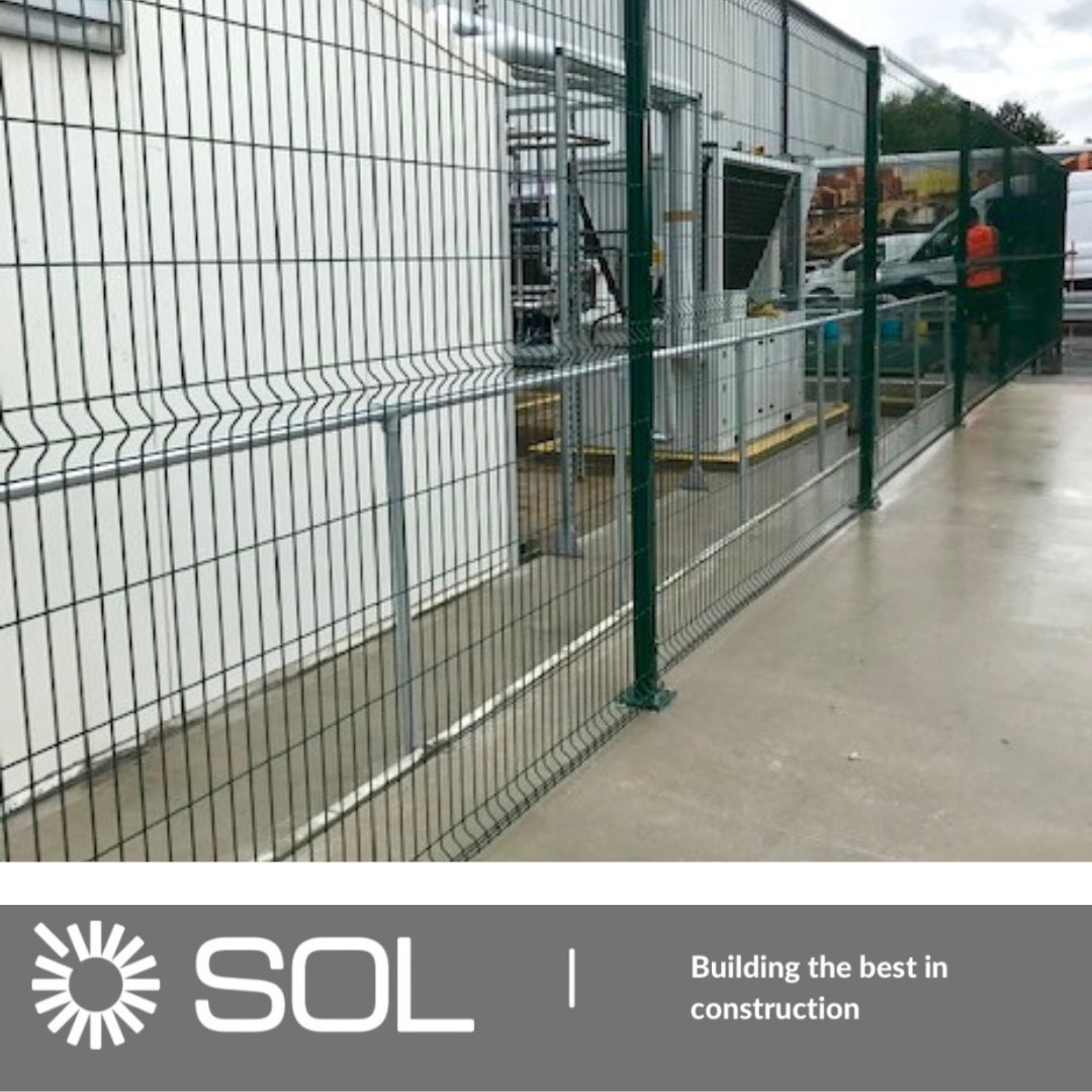 SolServices7's tweet photo. Nice job completed by our small works team. Work included the installation of new secure fencing and Armco barriers to protect their new chillers. 

#smallworks #fencing #armco #armcobarriers #construction #commercialconstruction #chiller #chillerunit #security #securefencing https://t.co/Wp4Id9AxGx