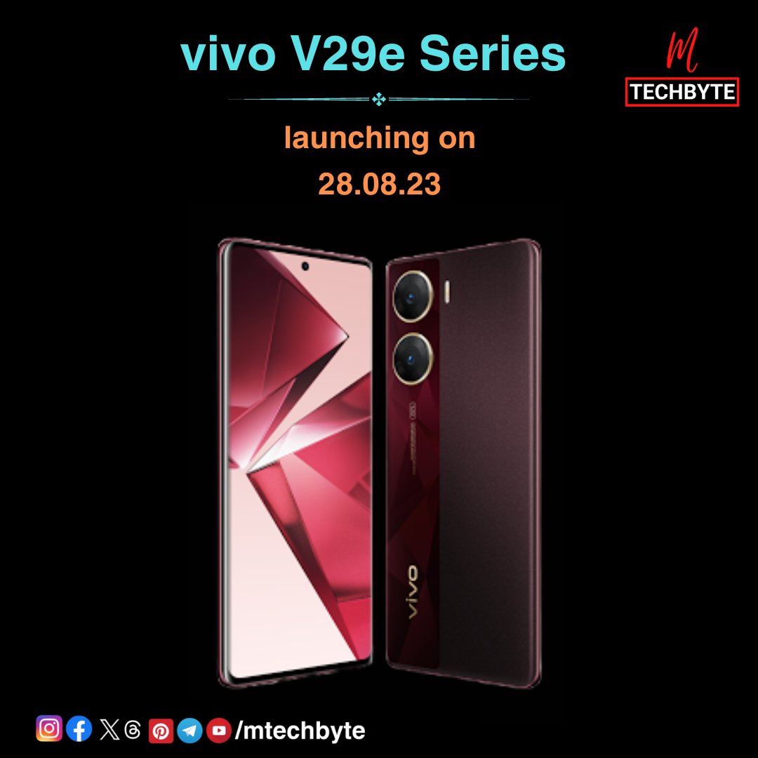 techynxt's tweet photo. Vivo V29e launching on 28.08.2023

#vivov29e #vivoV29eSeries #themasterpiece #vivo  #smartphone #techbyte #mtechbyte #technology #India https://t.co/zYhkj8ty73