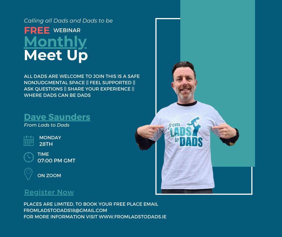 From Lads To Dads (@fromladstodads) on Twitter photo Monthly Meet Up Hosted by From Lads to Dads Monday 28th 7.00 pm – 8.00 pm GMT Time ON ZOOM
To Book your Free Place email fromladstodads18@gmail.com
#Dads #DadsToBe #MonthlyMeetUp #FromLadstoDads Monthly Meet Up Hosted by From Lads to Dads Monday 28th 7.00 pm – 8.00 pm GMT Time ON ZOOM
To Book your Free Place email fromladstodads18@gmail.com
#Dads #DadsToBe #MonthlyMeetUp #FromLadstoDads