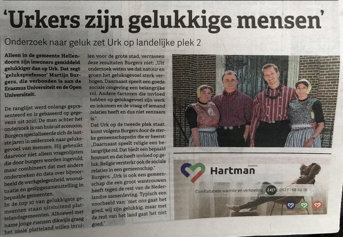 🤷‍♂️ ja dat wieten wij zelf ok al eeuwen lang.
‘Urkers zijn gelukkige Mensen’

Alleen het probleem is dat bepaalde stromingen om ons Urk heen het  tellens weer proberen af te nemen.
Maar ja geluk is nou eenmaal niet te koop,het zit er of het zit er niet en komt van binnenuit😘 ❤️