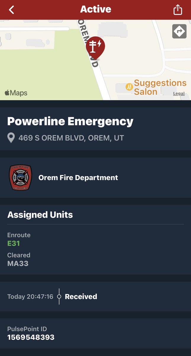 SLCScanner's tweet photo. #Orem 469 S Orem Blvd. #TransformerExplosion For those of you in the area, #OremFire is responding on a report that a transformer on a power pole exploded and smoking. No injuries were reported. I will update if anything changes. @HarryGoulding32 https://t.co/F0Y7uMBTb2