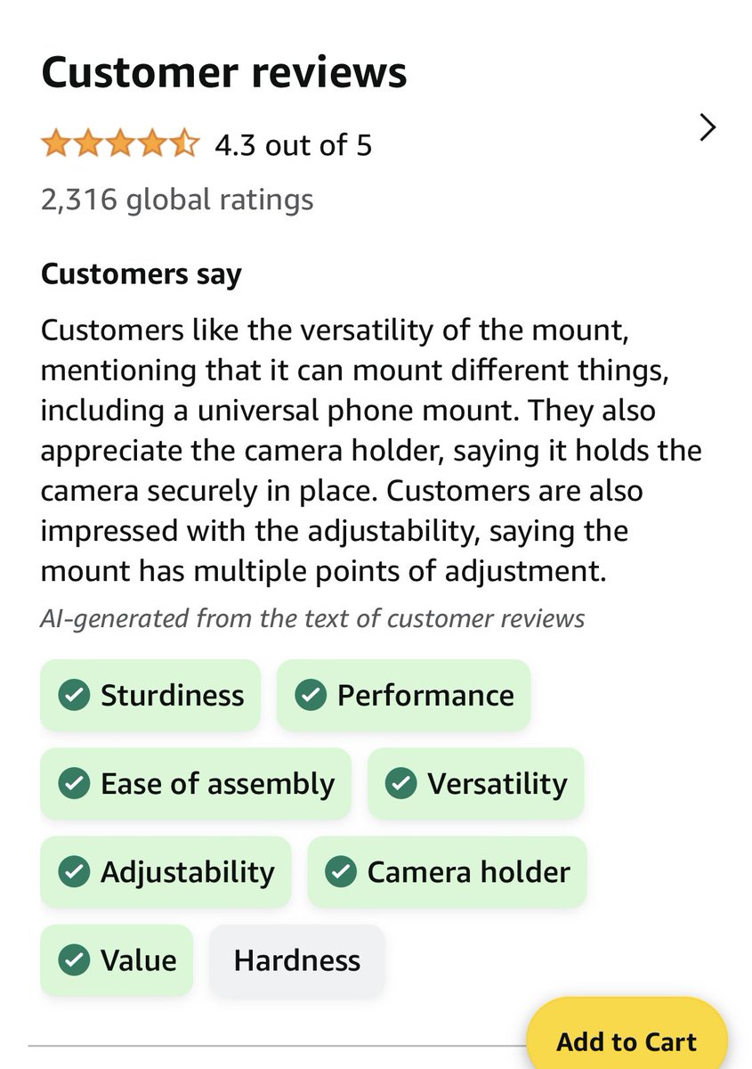 BitcoinSLO's tweet image. Amazon reviews now doing AI summaries. Pretty cool. #amazonAI