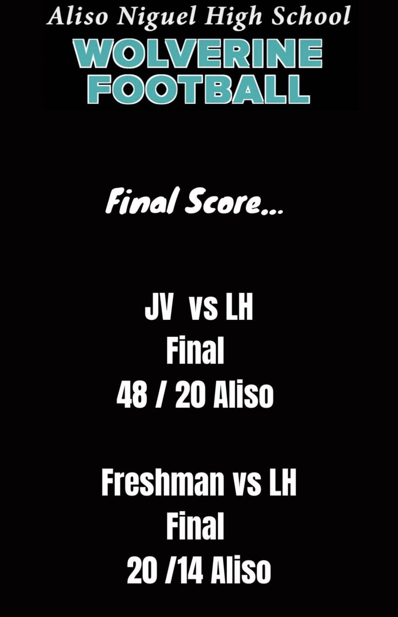 New season is finally here and what a start with both JV and Freshman getting a win against cross town rivals, Laguna Hills. Time for Varsity to finish the job and get the clean sweep tomorrow night! @aliso_football @coachcalahan