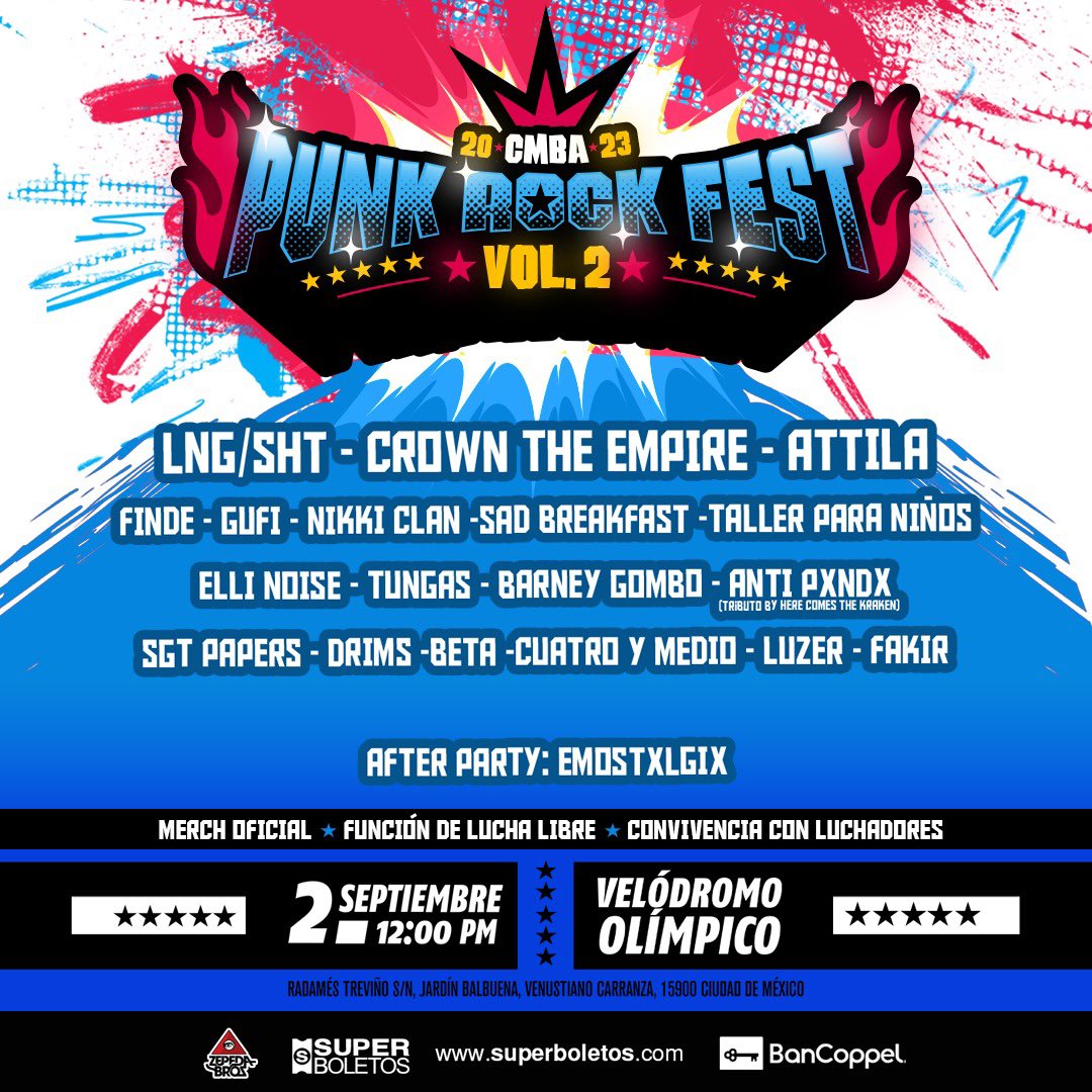 cmbapunkrockfest (@cmbapunkrockfes) on Twitter photo ¡Prepárate! Y compra tus boletos para el #cmbapunkrockfest ¡Habrá LUCHA LIBRE, BAZAR y entre otras sorpresas! 
Checa zonas disponibles en web2.superboletos.com/SuperBoletos/l… ¡Prepárate! Y compra tus boletos para el #cmbapunkrockfest ¡Habrá LUCHA LIBRE, BAZAR y entre otras sorpresas! 
Checa zonas disponibles en web2.superboletos.com/SuperBoletos/l…