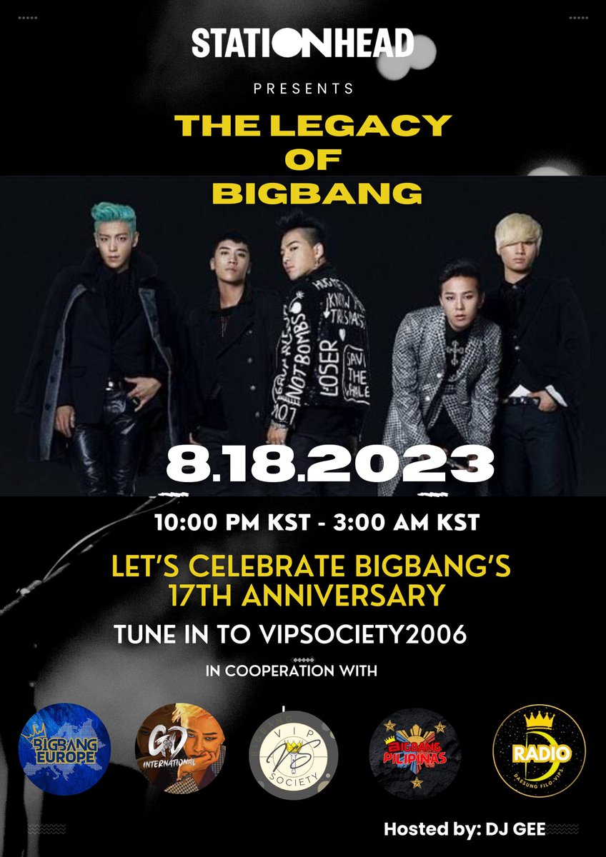 BIGBANG INTERNATIONAL SUPPORT (@bigbangintl) on Twitter photo GUYS JOIN US AND CELEBRATE GDS BDAY AND BIGBANG ANNIVERSARY LATER <a href="/VIPsociety2006/">VIP SOCIETY</a> stationhead lets have fun listenning to their wonderful music while having small chitchats see u there <a href="/STATIONHEAD/">STATIONHEAD</a> with other vip stations <a href="/DaesungRadio/">Daesung Radio</a> <a href="/gdragonintl/">G-DRAGON INTERNATIONAL</a> and <a href="/bigbangeuro/">BIGBANG EUROPE</a> GUYS JOIN US AND CELEBRATE GDS BDAY AND BIGBANG ANNIVERSARY LATER <a href="/VIPsociety2006/">VIP SOCIETY</a> stationhead lets have fun listenning to their wonderful music while having small chitchats see u there <a href="/STATIONHEAD/">STATIONHEAD</a> with other vip stations <a href="/DaesungRadio/">Daesung Radio</a> <a href="/gdragonintl/">G-DRAGON INTERNATIONAL</a> and <a href="/bigbangeuro/">BIGBANG EUROPE</a>