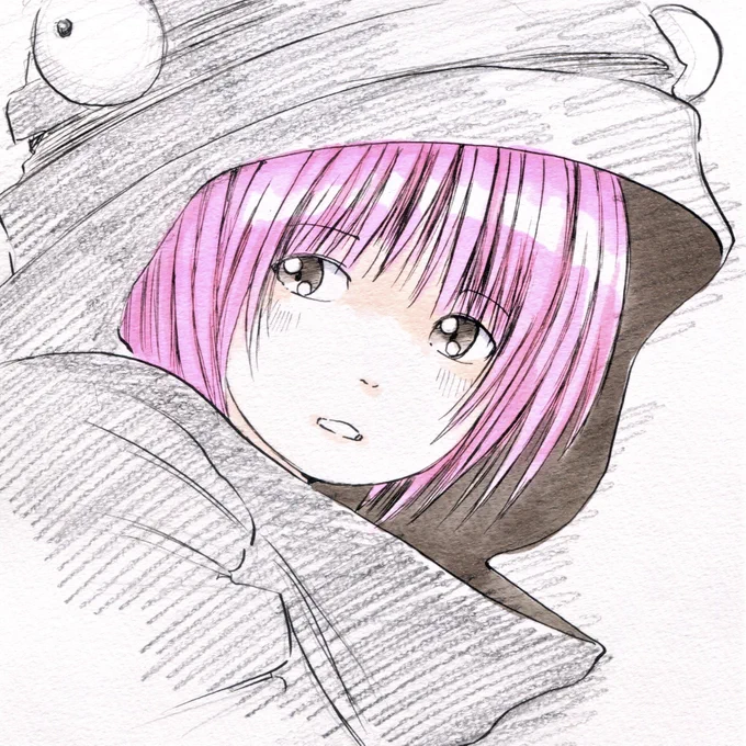 #アナログ絵うちの子です(=゜ω゜)ノ 