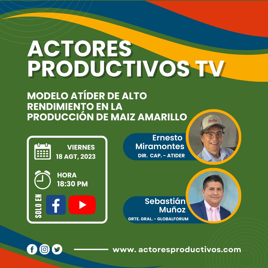 #Entrevista Sebastian Muñoz Gte. Gral. NegoserGlobal – GlobalForum y Ernesto Miramontes, director de Capacitaciones Atider nos hablan sobre: 
👉 CURSO INTERNACIONAL MODELO ATÍDER DE ALTO RENDIMIENTO, EN LA PRODUCCIÓN DE MAIZ AMARILLO
📅 viernes 18 de agosto del 2023 a las 18:30