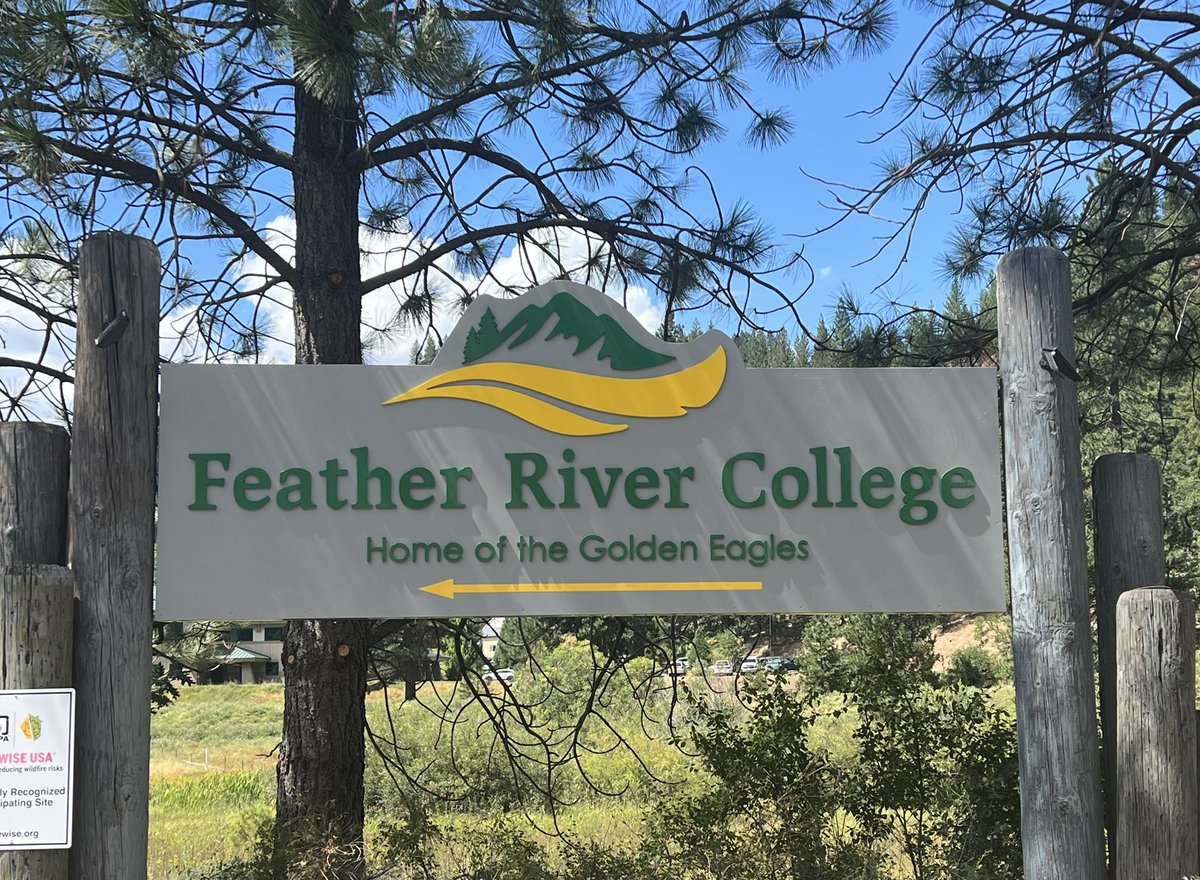 👀 new sign at the entrance to Feather River College campus! Stop by for a pic & tag us! Big thank you to the FRC Foundation for making this possible! 💚💛🦅