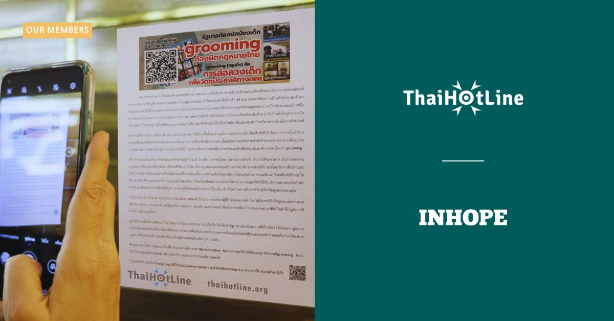 #ThaiHotline has launched a campaign for an online petition to make grooming illegal in Thailand. Online signatures aim to draw the government's attention, urging legislation for child protection. 

Support the petition: bit.ly/43FQy93

#hotlineofthemonth #stopgrooming