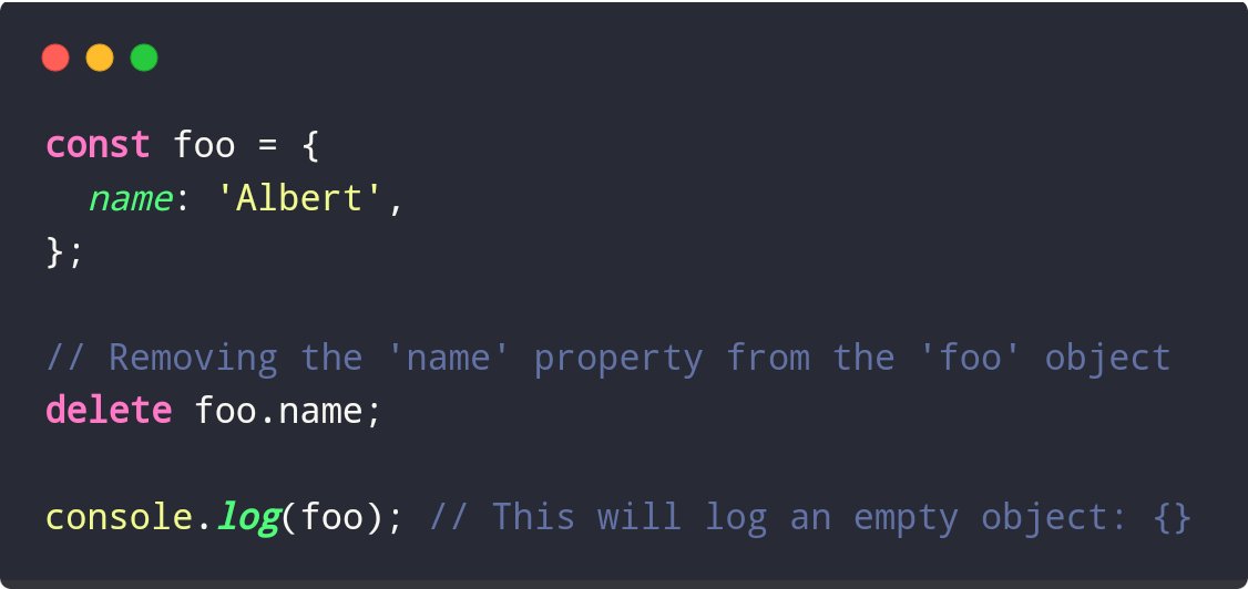 ashsajal1's tweet image. Declutter Your Objects with 'delete'! 🧹 Trim down unnecessary properties using the 'delete' keyword in JavaScript. Watch as object properties vanish, leaving behind cleaner and leaner data structures. Tidy up your code for improved efficiency! 💡 #JavaScript #ObjectManipulation